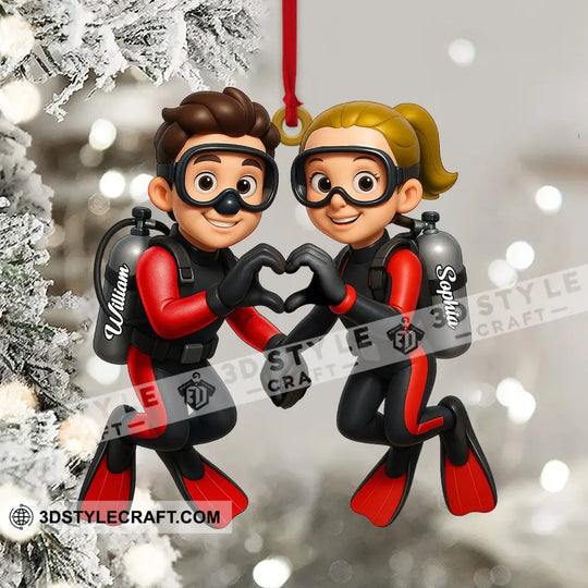 Diving Couple Home Decor, Christmas Ornament, Personalized Ornament style option 3