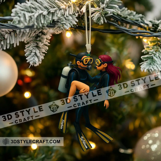 Diving Couple Home Decor, Christmas Ornament, Personalized Ornament style option 3