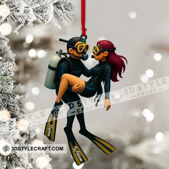 Diving Couple Home Decor, Christmas Ornament, Personalized Ornament style option 4