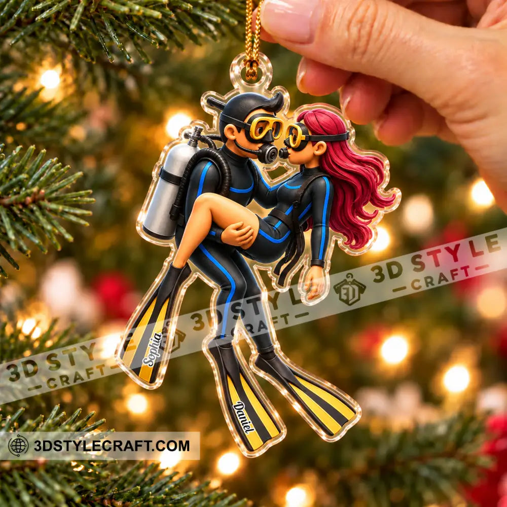 Diving Couple Home Decor Christmas Ornament Personalized Ornament - Ornament