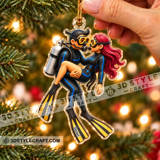 Diving Couple Home Decor, Christmas Ornament, Personalized Ornament style option 2