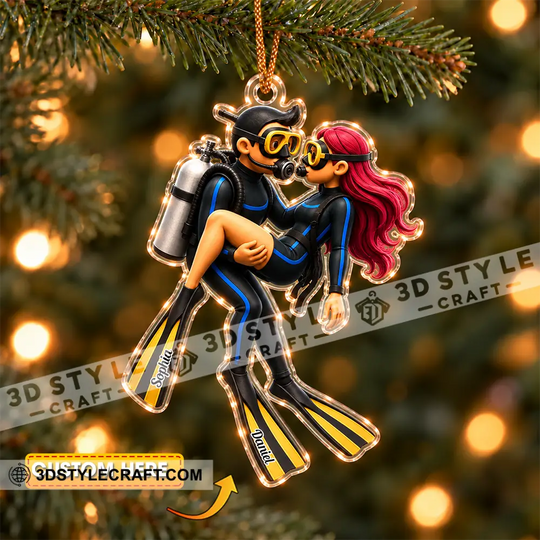 Diving Couple Home Decor, Christmas Ornament, Personalized Ornament style option 1
