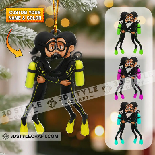 Diving Couple Home Decor, Christmas Ornament, Personalized Ornament style option 1