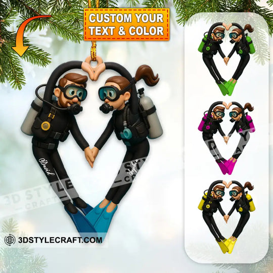 Diving Couple Home Decor, Christmas Ornament, Personalized Ornament style option 1
