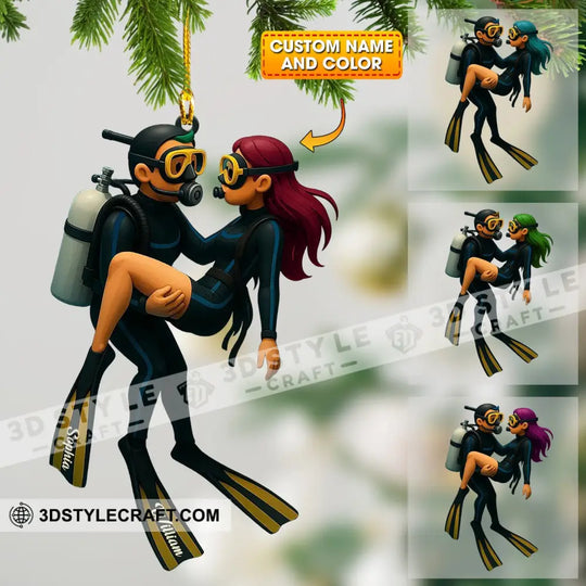 Diving Couple Home Decor, Christmas Ornament, Personalized Ornament style option 1
