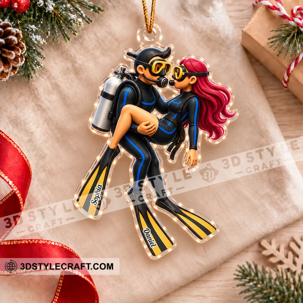Diving Couple Home Decor Christmas Ornament Personalized Ornament - Ornament