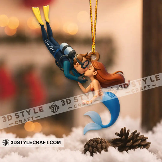 Diving Couple Home Decor, Christmas Ornament, Personalized Ornament style option 4