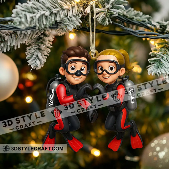 Diving Couple Home Decor, Christmas Ornament, Personalized Ornament style option 4