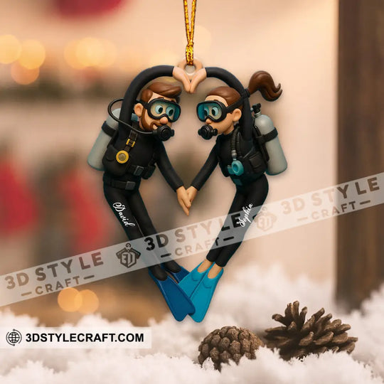 Diving Couple Home Decor, Christmas Ornament, Personalized Ornament style option 3