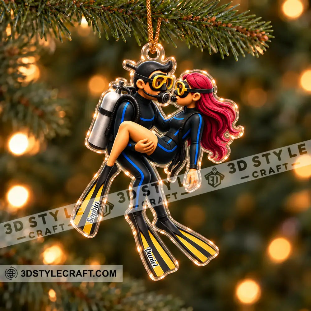 Diving Couple Home Decor Christmas Ornament Personalized Ornament - Ornament