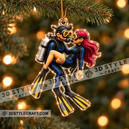 Diving Couple Home Decor, Christmas Ornament, Personalized Ornament style option 3