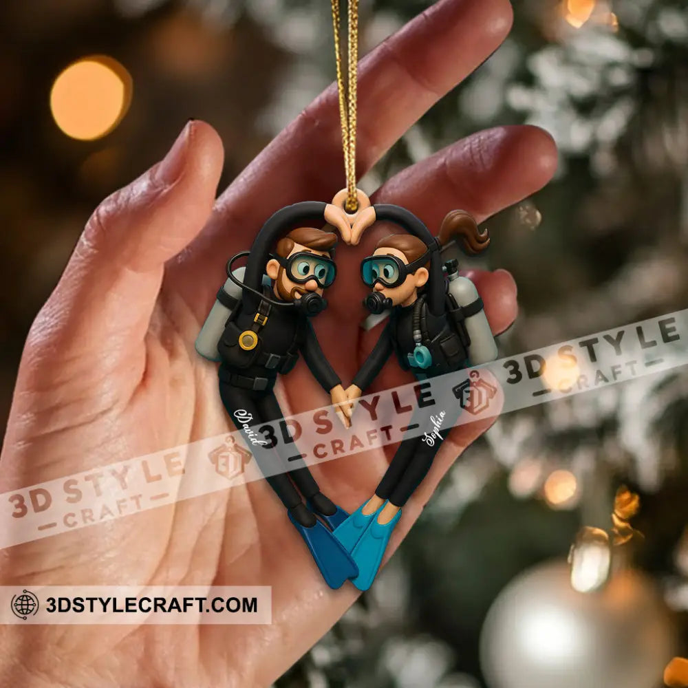 Diving Couple Home Decor Christmas Ornament Personalized Ornament Ornament