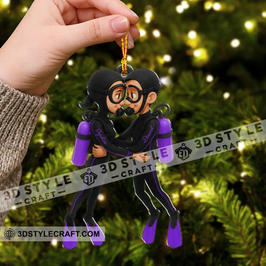 Diving Couple Home Decor, Christmas Ornament, Personalized Ornament style option 2