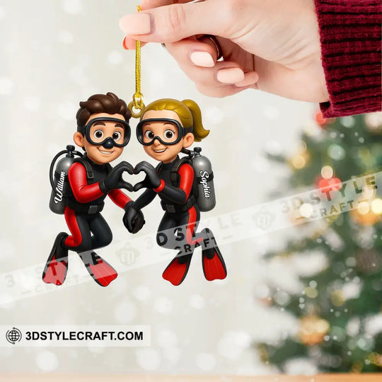 Diving Couple Home Decor, Christmas Ornament, Personalized Ornament style option 2