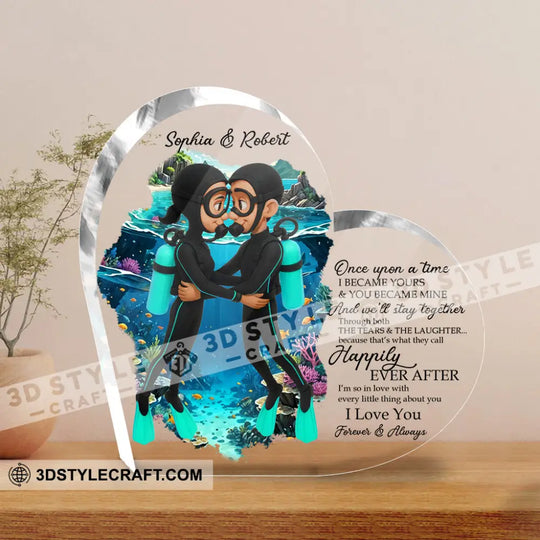 Diving Couple, Love Forever, Gift For Couple - Personalized Custom Shaped Acrylic Plaque style option 3