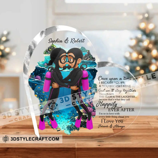Diving Couple, Love Forever, Gift For Couple - Personalized Custom Shaped Acrylic Plaque style option 2