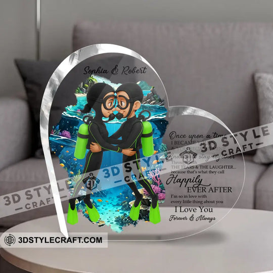 Diving Couple, Love Forever, Gift For Couple - Personalized Custom Shaped Acrylic Plaque style option 4