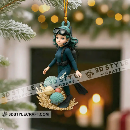 Diving Home Decor, Christmas Ornament, Personalized Ornament style option 3