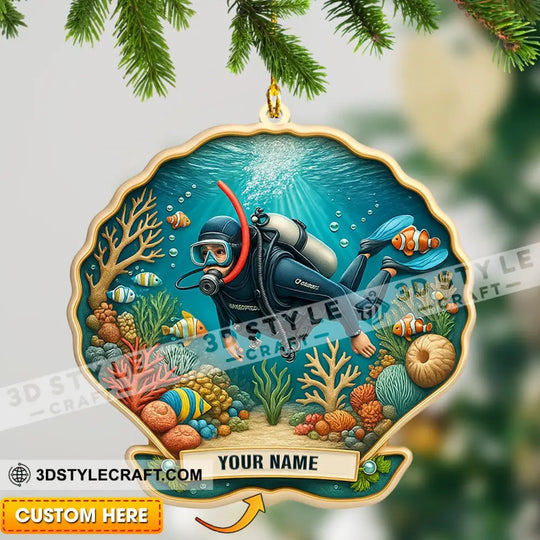 Diving Home Decor, Christmas Ornament, Personalized Ornament style option 1
