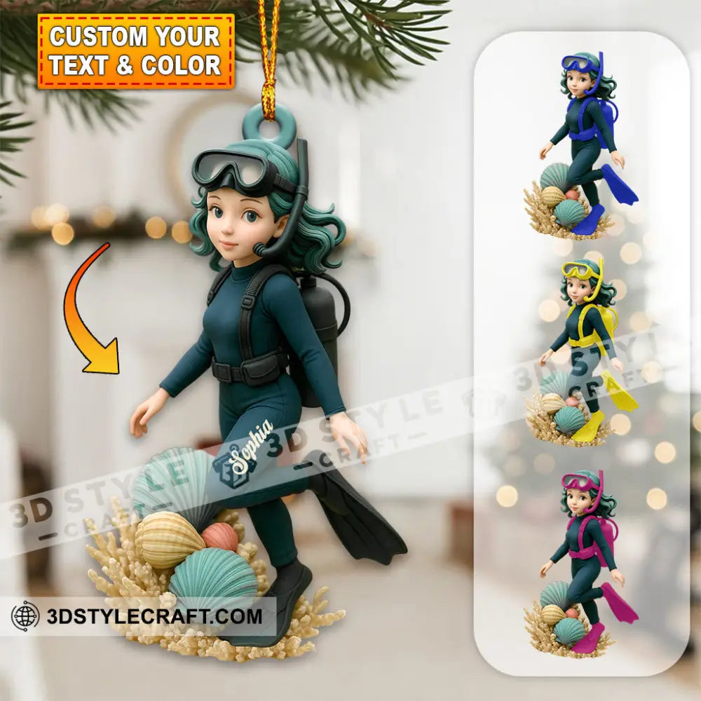 Diving Home Decor Christmas Ornament Personalized Ornament 3.54’’ / 1 Ornament Ornament