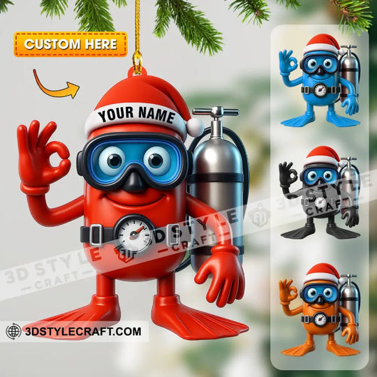 Diving Home Decor, Christmas Ornament, Personalized Ornament style option 1