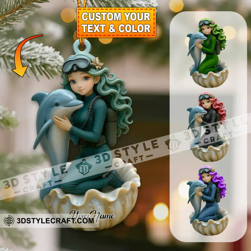 Diving Home Decor Christmas Ornament Personalized Ornament 3.54’’ / 1 Ornament Ornament