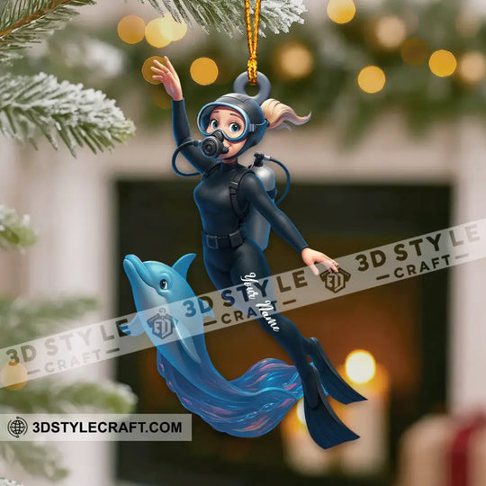 Diving Home Decor, Christmas Ornament, Personalized Ornament style option 3