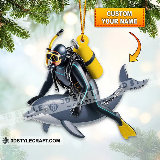 Diving Lover, Home Decor, Christmas Ornament, Personalized Ornament style option 1
