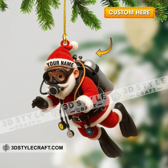 Diving Santa Christmas Home Decor, Christmas Ornament, Personalized Ornament style option 1