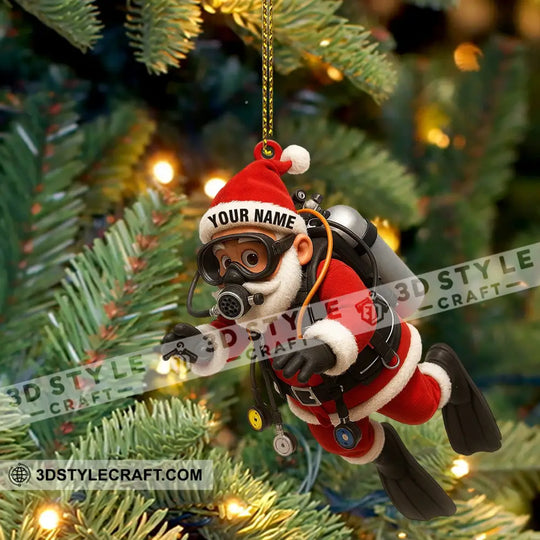 Diving Santa Christmas Home Decor, Christmas Ornament, Personalized Ornament style option 3