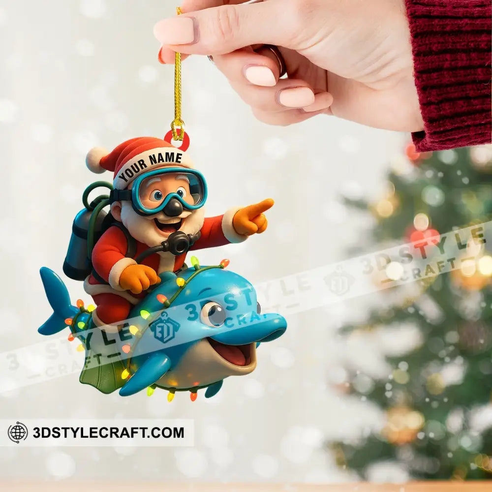 Diving Santa Home Decor Christmas Ornament Personalized Ornament Ornament
