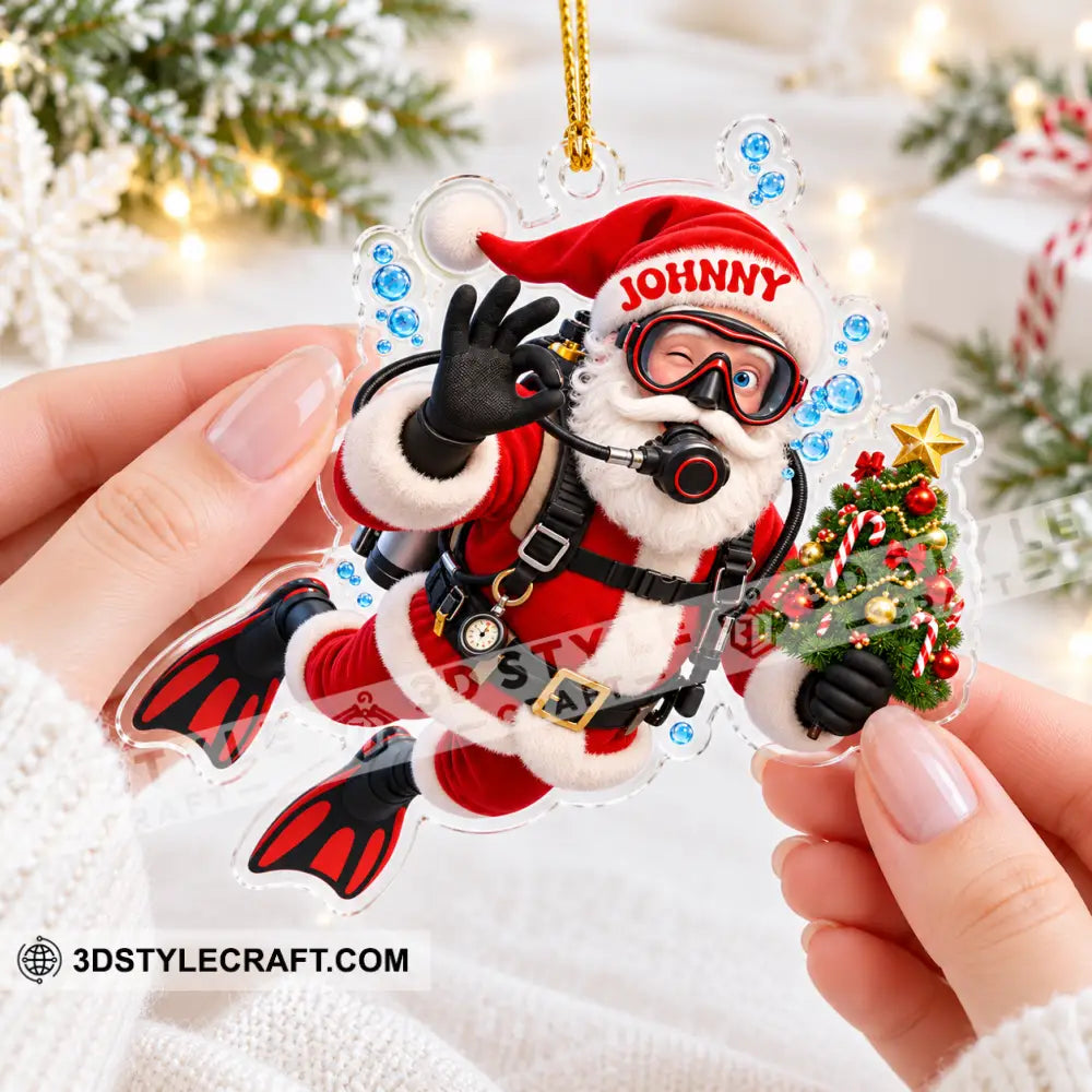 Diving Santa Home Decor Christmas Ornament Personalized Ornament - Ornament