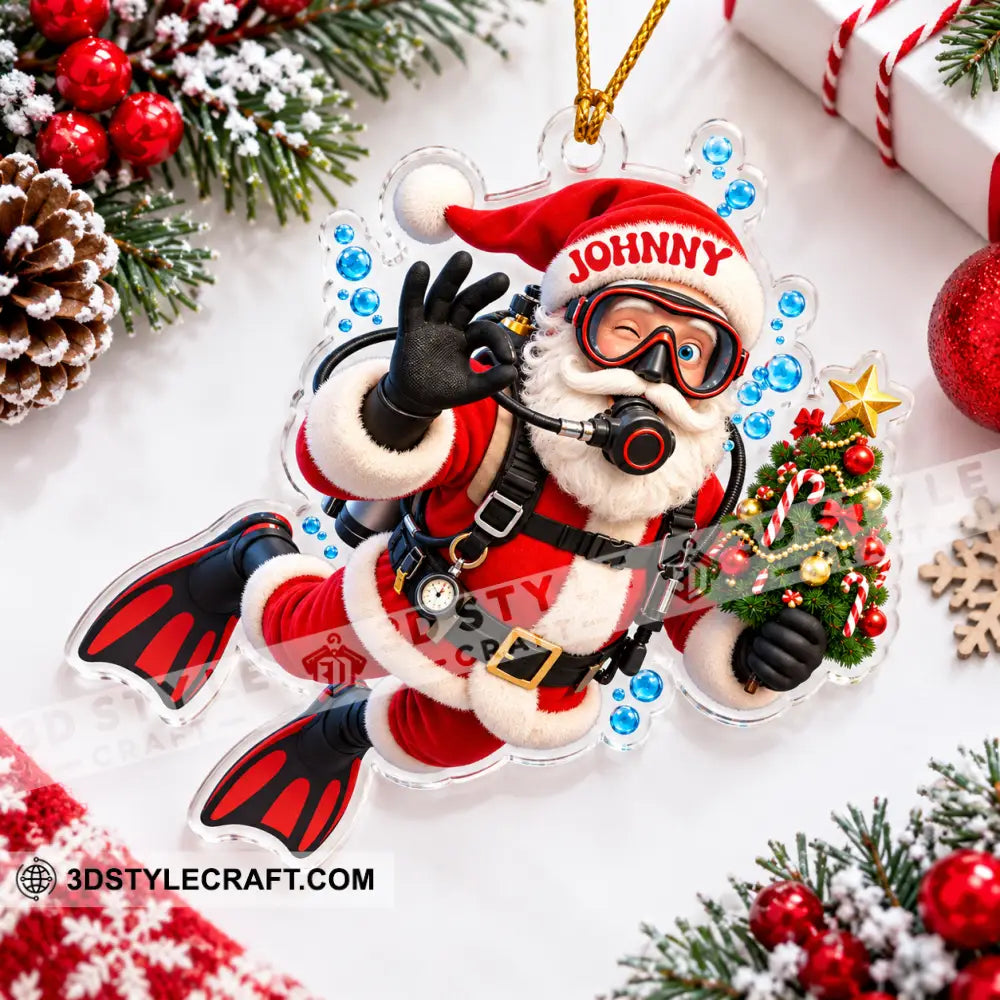 Diving Santa Home Decor Christmas Ornament Personalized Ornament - Ornament