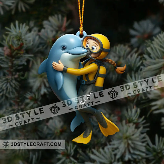 Diving, Sea Lover Home Decor, Christmas Ornament, Personalized Ornament style option 4