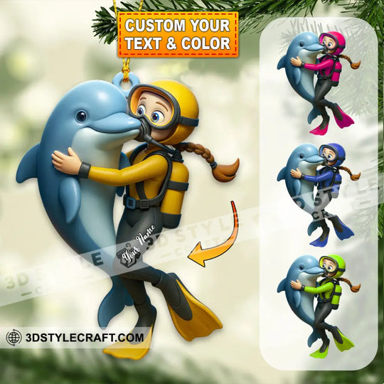 Diving, Sea Lover Home Decor, Christmas Ornament, Personalized Ornament style option 1