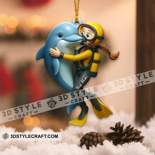 Diving, Sea Lover Home Decor, Christmas Ornament, Personalized Ornament style option 3