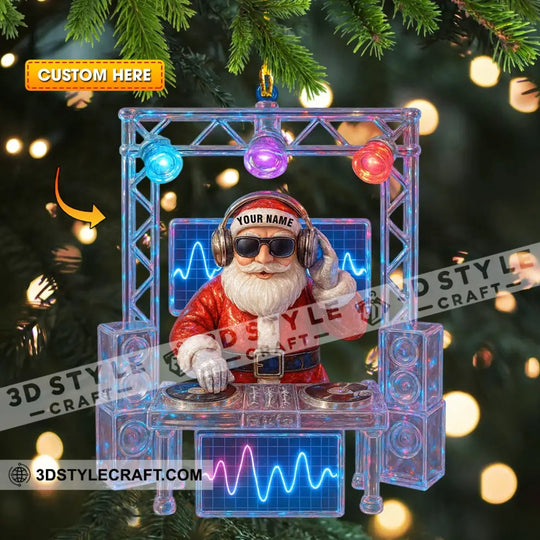 DJ Santa Home Decor, Christmas Ornament, Personalized Ornament style option 1