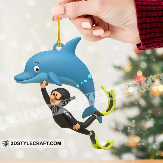 Dolphin Trainer Home Decor, Christmas Ornament, Personalized Ornament style option 2