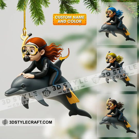 Dolphin Trainer Home Decor, Christmas Ornament, Personalized Ornament style option 1