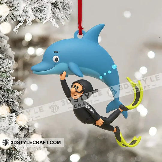 Dolphin Trainer Home Decor, Christmas Ornament, Personalized Ornament style option 4