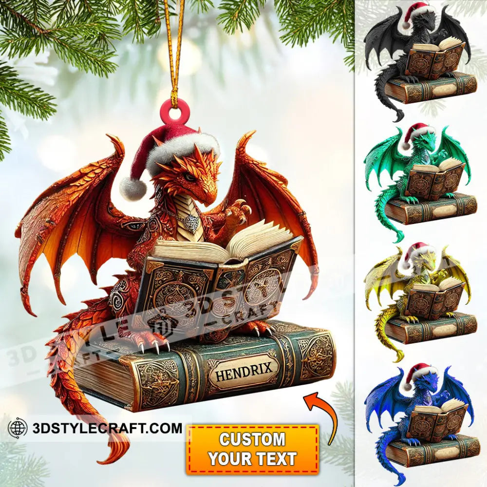 Dragon Reading Book Christmas Ornament Personalized 3.54’’ / 1