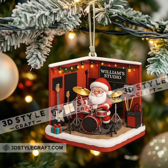 Drummer Santa Home Decor, Christmas Ornament, Personalized Ornament style option 3
