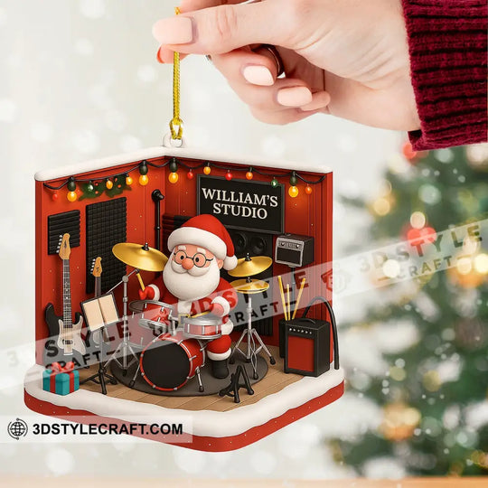 Drummer Santa Home Decor, Christmas Ornament, Personalized Ornament style option 2