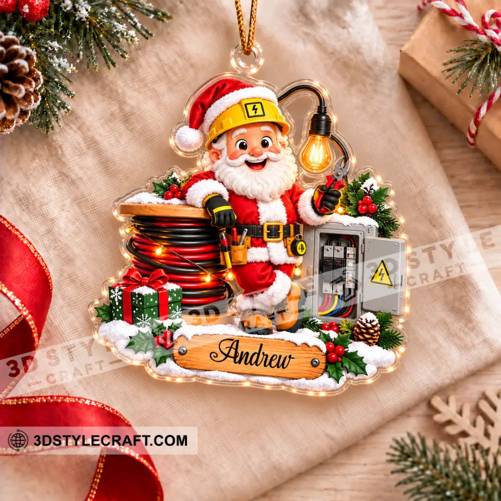 Electrician Santa Home Decor Christmas Ornament Personalized Ornament - Ornament