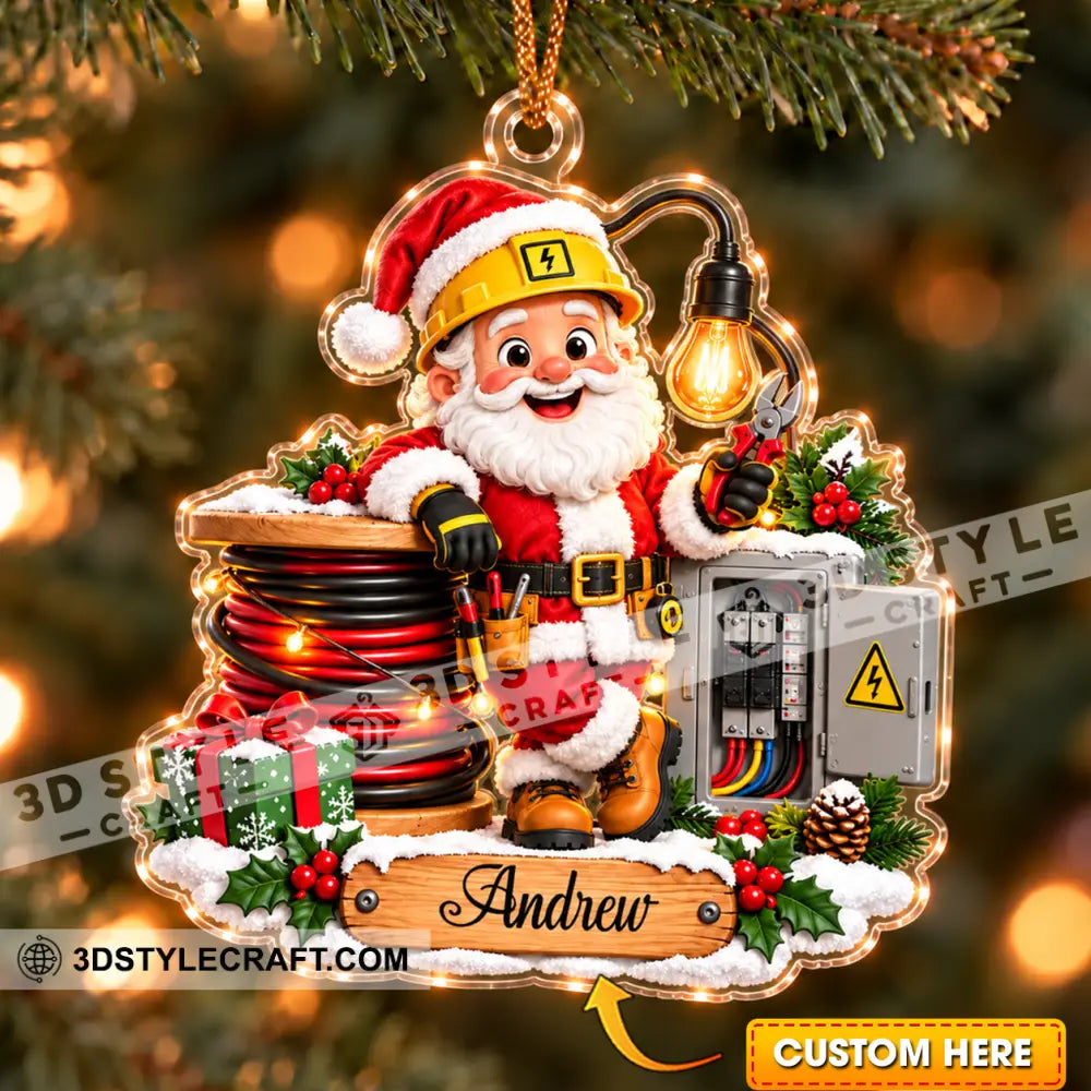 Electrician Santa Home Decor Christmas Ornament Personalized Ornament - 3.54’’ / 1 Ornament - Ornament