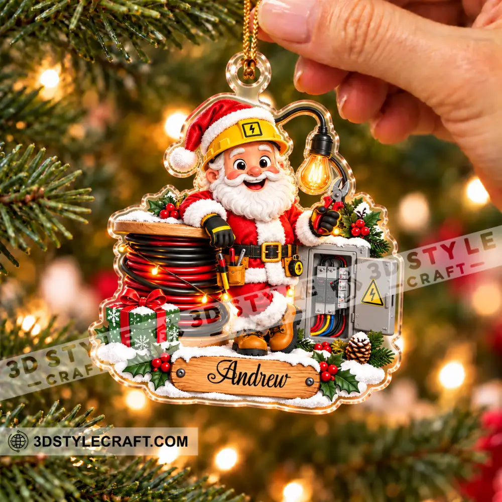 Electrician Santa Home Decor Christmas Ornament Personalized Ornament - Ornament