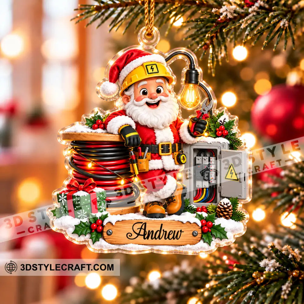 Electrician Santa Home Decor Christmas Ornament Personalized Ornament - Ornament