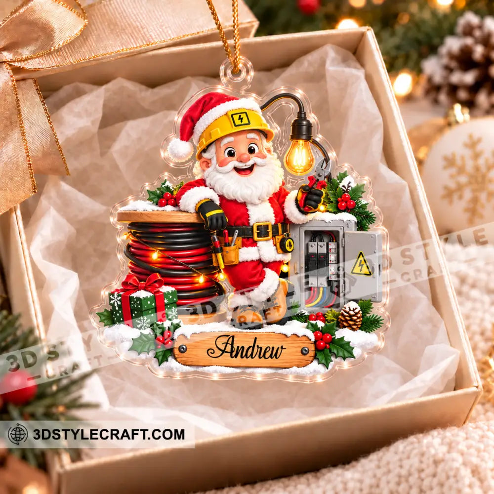 Electrician Santa Home Decor Christmas Ornament Personalized Ornament - Ornament