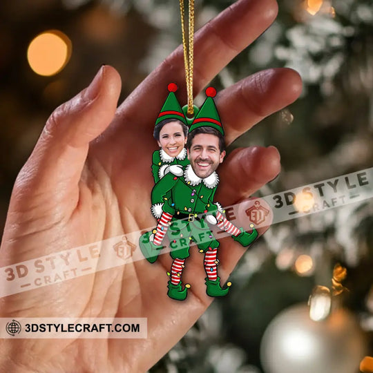 ELF Couple Christmas, Home Decor, Christmas Ornament, Personalized Ornament style option 2