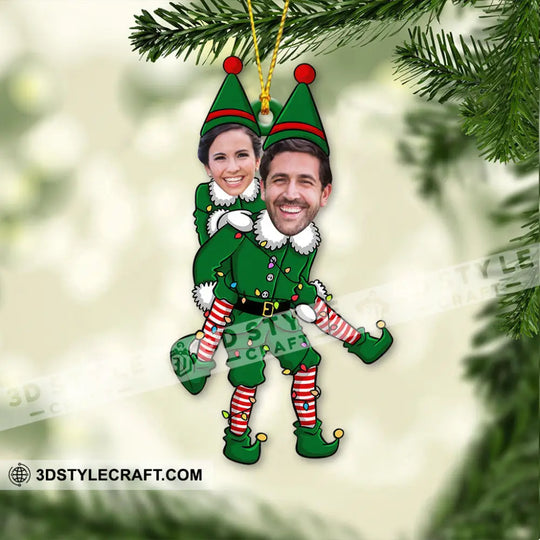 ELF Couple Christmas, Home Decor, Christmas Ornament, Personalized Ornament style option 3